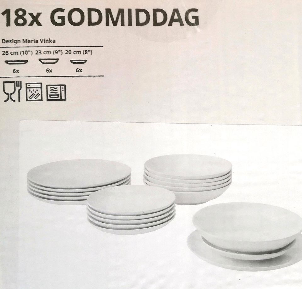 Neu Ikea Godmiddag Geschirr 18 tlg Teller Set uni-farben weiß in Leipzig