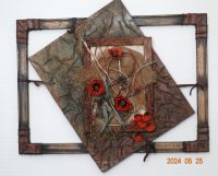 Bild aus Leder, Stoff und Holz - 70x64 cm, handgefertig Svetlana Bonn - Tannenbusch Vorschau