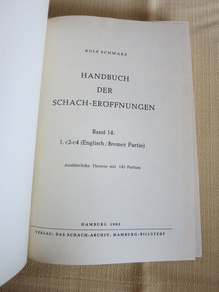 Schachbuch - Rolf Schwarz - ENGLISCH-BREMER PARTIE in Langlingen