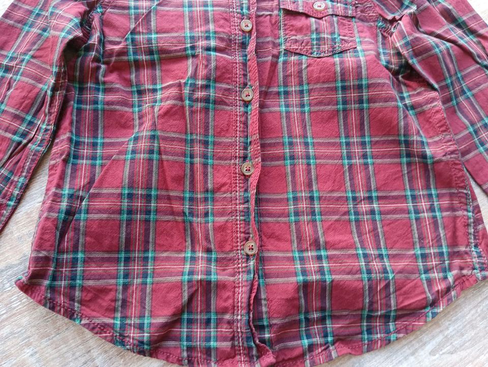 Bluse Größe 110 Benetton C&A langarm rot pink kariert Shirt in Reichertshofen