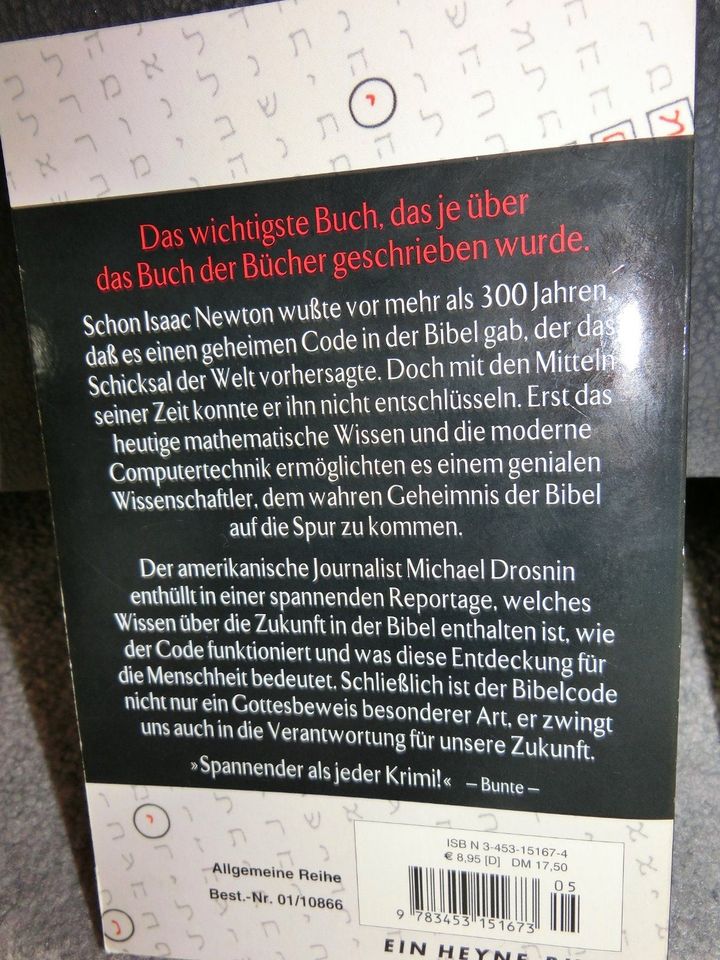 NEUw Taschenbuch Buch Der Bibel Code Michael Drosnin Heyne in Dettingen an der Iller
