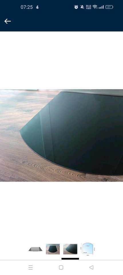 Segmentbogen 120x130cm Glas schwarz Funkenschutzplatte Kaminboden in Schmoelln