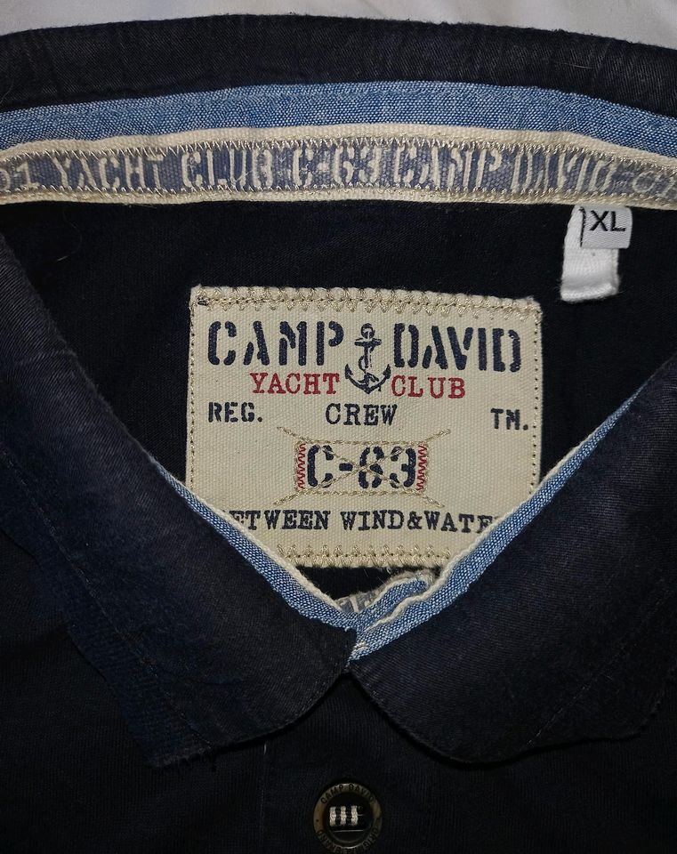 Camp David Poloshirt langarm XL dunkelblau - gut erhalten in Troisdorf