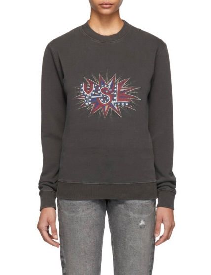 Saint Laurent Sweatshirt Grau Schwarz Baumwolle L 38-40 YSL Print in Hamburg