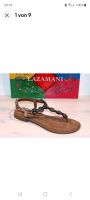 LAZAMANI Leder-Sandalette Flats Zehentrenner Strass Perlen Metall München - Schwabing-Freimann Vorschau