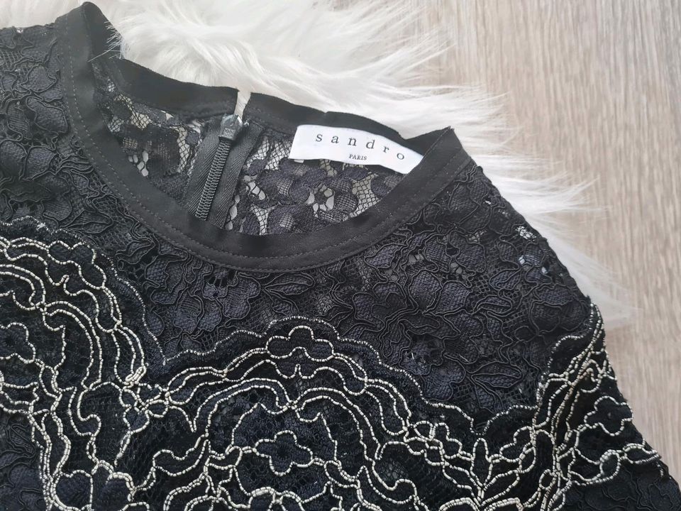 Sandro Paris Lace sheer Spitzenshirt Bluse cropped See through 36 in Essen