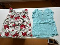 2 x H&M Mädchen Sommer Bluse T-Shirt 128 – türkis blumig Frankfurt am Main - Harheim Vorschau