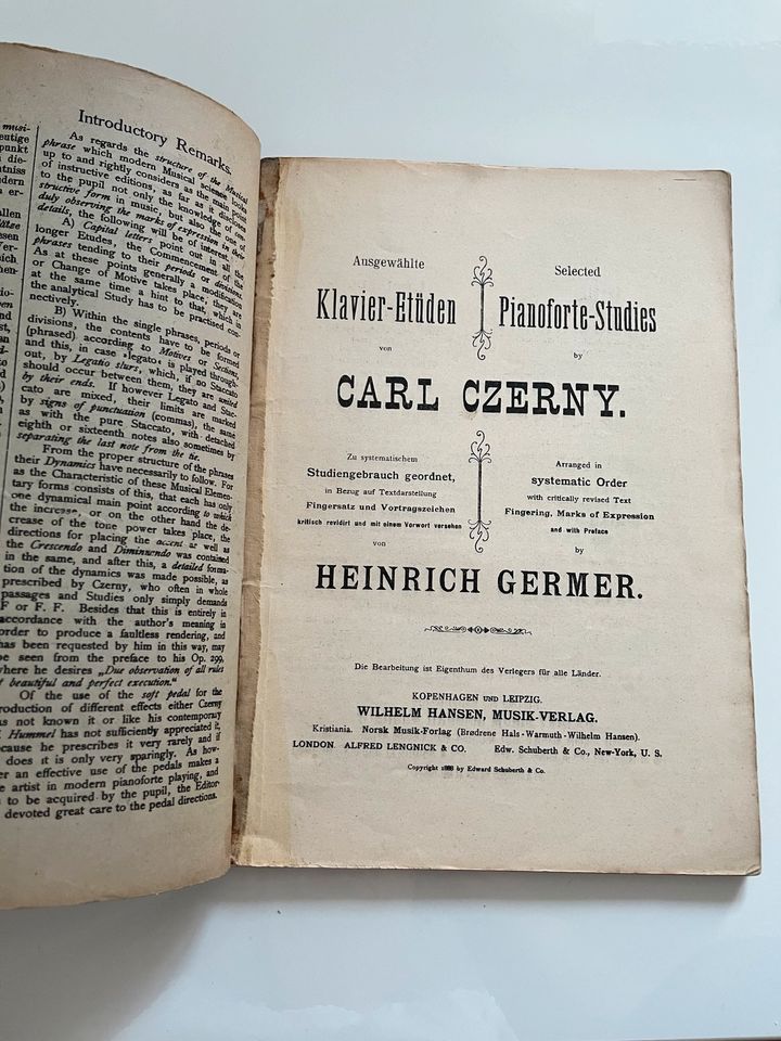 Alte Klaviernoten, Klavier-Etüden Carl Czerny in Kiel