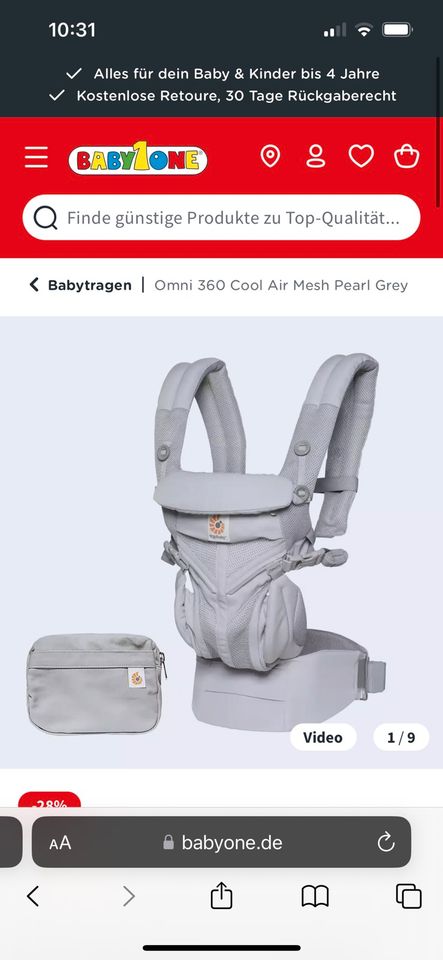 Ergobaby Babytrage Omni 360 Cool Air Mesh grau in Tiefenbach