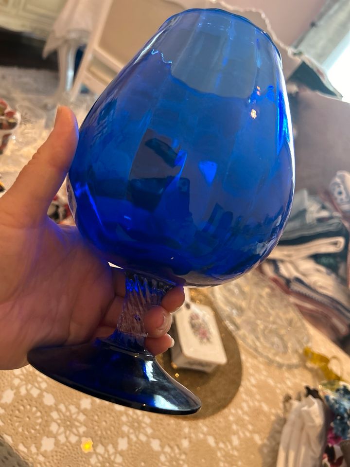 Sehr schöne blaue Dekor Kerzen teelichter Glas Schalen 2 Stück in Mannheim