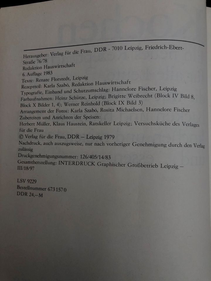 Buch „Kochen“ DDR, Rezepte, Verlag für die Frau, 1983 in Dresden
