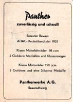 Panther - Werke Braunschweig Auszeichnung 1951 Werbung Baden-Württemberg - Schopfheim Vorschau