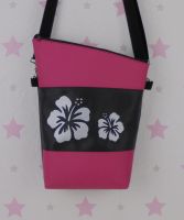 pinkeSterne * Handtasche HIBISKUS Umhängetasche Pink Blumen Sachsen-Anhalt - Zehrental Vorschau