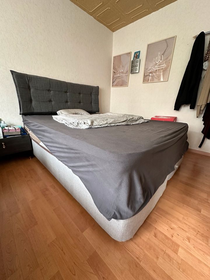 Boxspringbett in grau inkl. Matrazte und Bettbezug in Krefeld