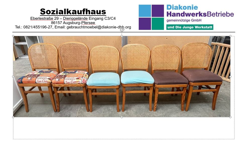 6 x Holzstühle, Küchenstühle mit Polsterung in Augsburg