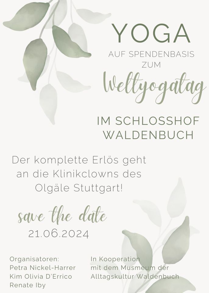 Charity Yoga zum Weltyogatag am 21.0624 in Waldenbuch in Dettenhausen