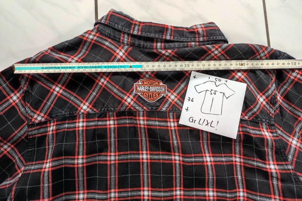 Harley Davidson Flanel Hemd kurz Arm Gr. XL schwarz/rot kariert in Gelnhausen