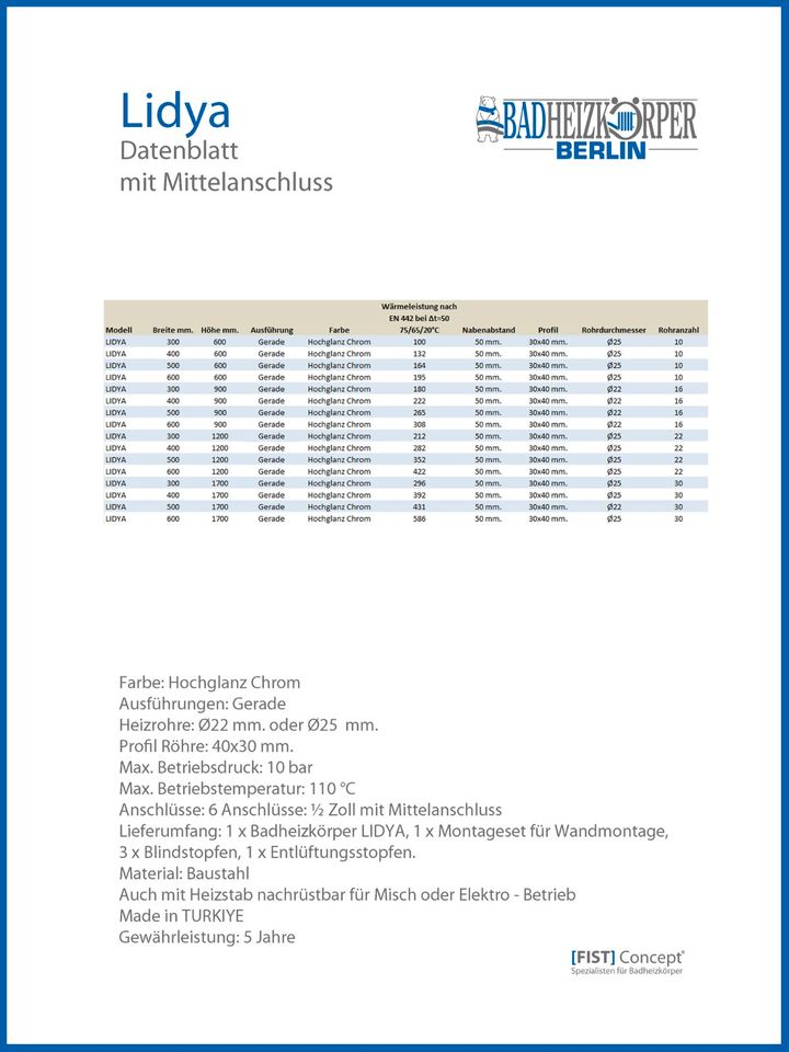 Badheizkörper LIDYA Chrom Breite: 600 mm. Höhe: 900 mm. in Berlin