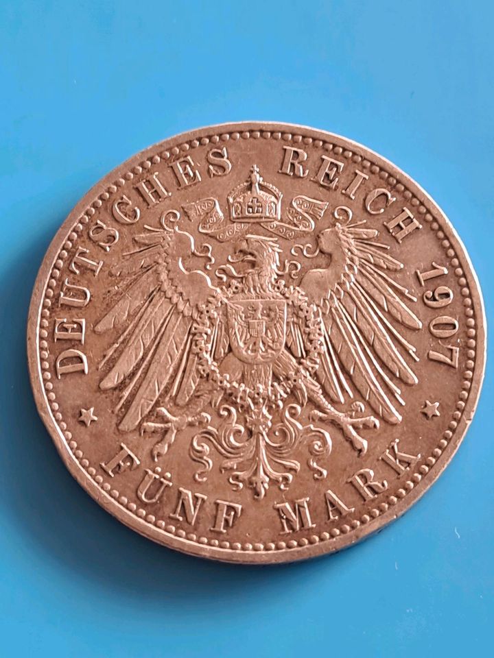 Fünf Reichsmark Otto Koenig von Bayern 1907 D in Bremen