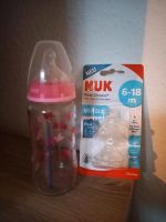 NUK Flasche Glas, rosa + Ersatzsauger Nuckelflasche Thüringen - Apolda Vorschau