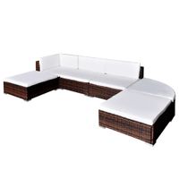 6-tlg. Garten-Lounge-Set mit Auflagen Poly Rattan Braun Schwarz Bayern - Bad Kissingen Vorschau