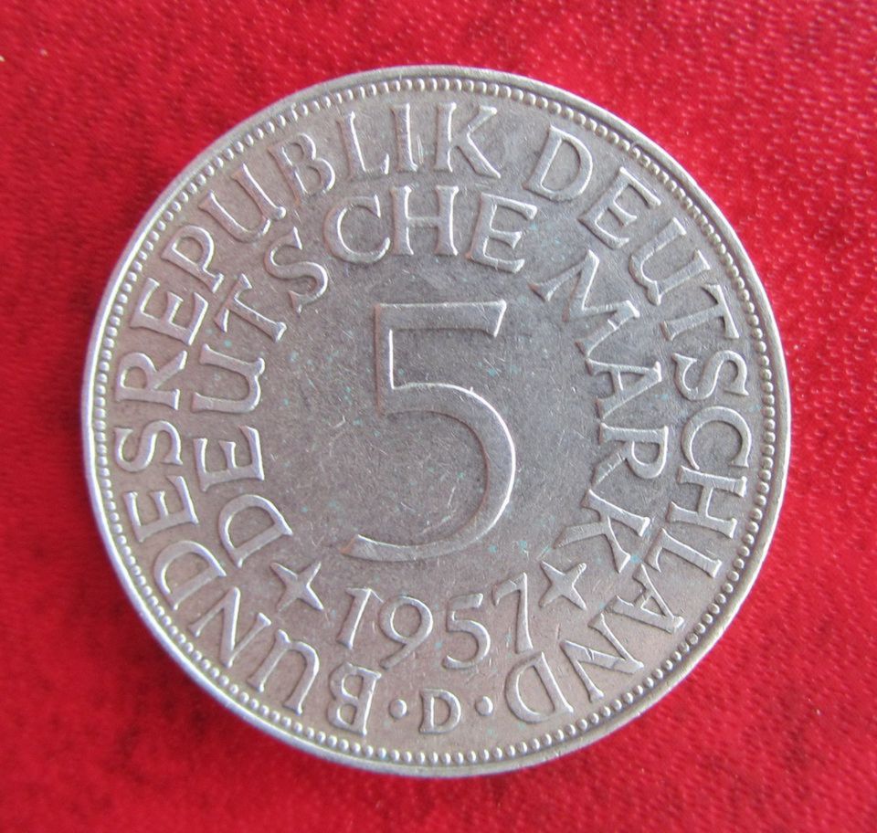 BRD 5 DM 1957 "D" = München, Silberadler "Heiermann'' in Höchstädt i. Fichtelgebirge