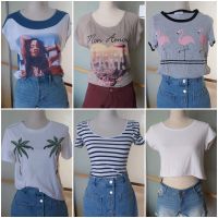 T-Shirt Kurzarmshirt Crop Top Boho Paris Flamingo Palme Stickerei Sachsen-Anhalt - Magdeburg Vorschau