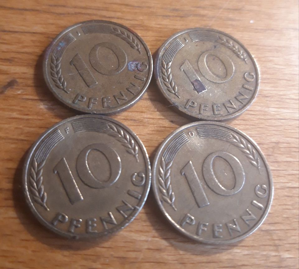 10 Pfennig 4 Stück 1950F / 1950D / 2x 1950J in Hatzenbühl