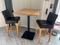 Bistrotisch 80x80 cm Wildeiche massiv + 2 Barhocker Echtleder %% Nordrhein-Westfalen - Detmold Vorschau