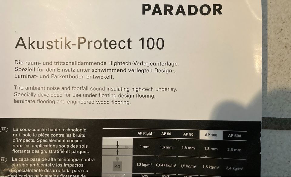 Parador Unterboden Akustik-Protect 100 1,8 mm mit Dampfsperre in Bernhardswald