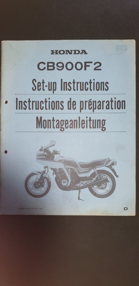 Honda CB 900 F2 Boldor 1983 Montageanleitung Set-up Instructions in Wissen