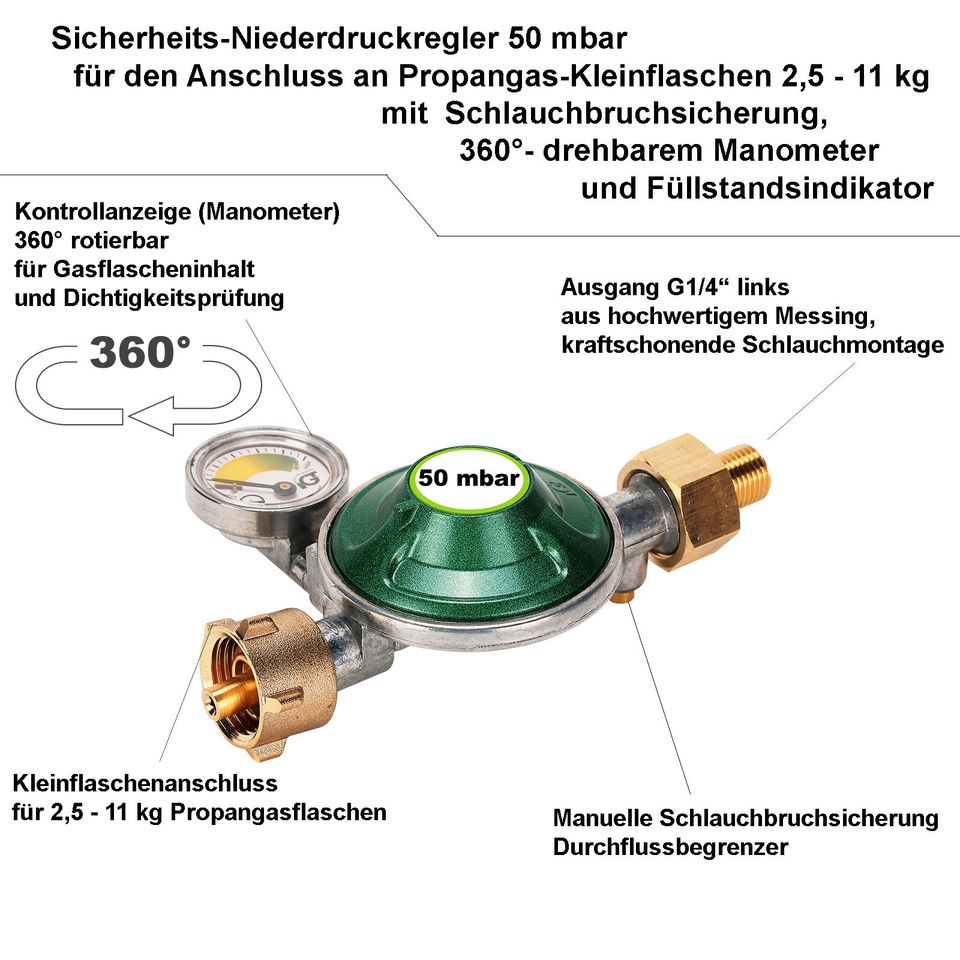 Druckminderer Druckregler Camping Manometer 50mbar in Dortmund