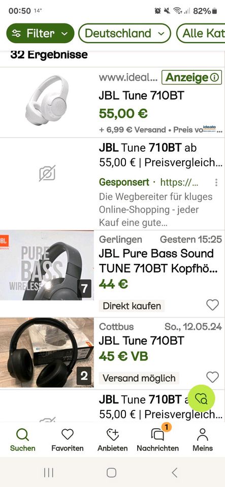 JBL Pure Bass Sound TUNE 710BT Kopfhörer NEU!! in Gerlingen