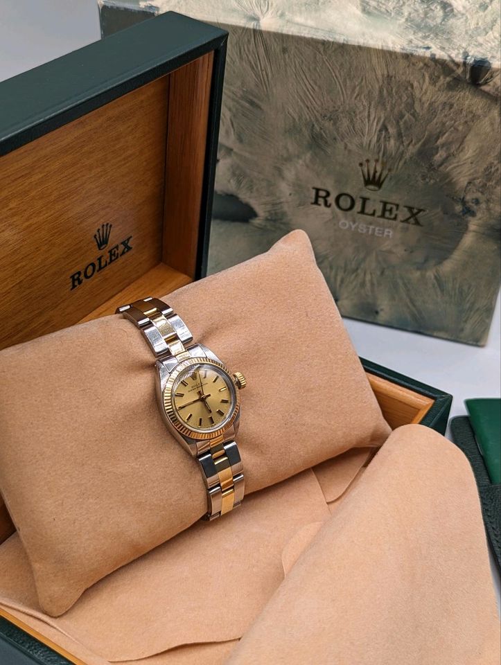 Original Rolex oyster perpetual DAU VBox 14k gold Automatik in Hanau