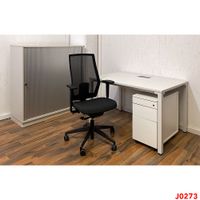 Büro SET Schreibtisch Bürodrehstuhl Rollcontainer Highboard weiß Berlin - Wittenau Vorschau