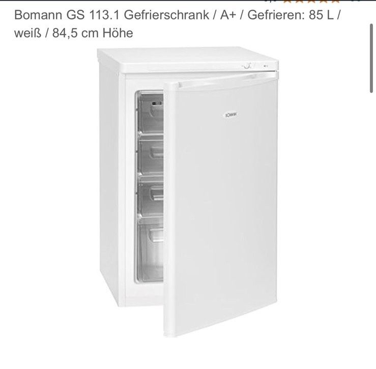 Bomann Gefrierschrank A+ mit 4 Fächern 85 l weiß in Münchenbernsdorf