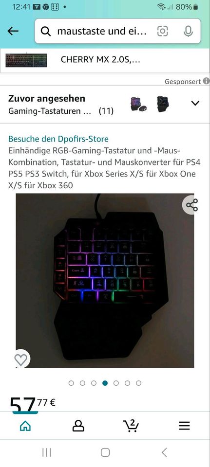 Switch Einhandtastatur mit Mouse in Upgant-Schott