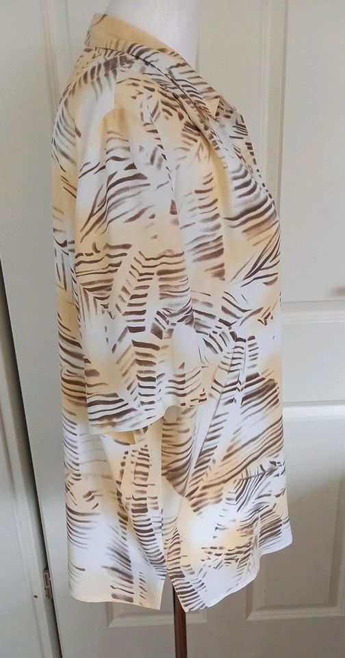 Bluse, Sommer, kurzarm, Viscose, Gr. 50, creme, braun, in Schwalmtal