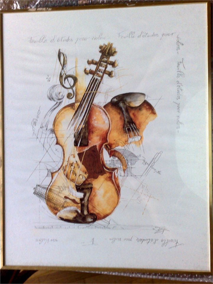 Musical Print Poster Violon pensiero im Metallrahmen ca 40 x 50cm in Geyer