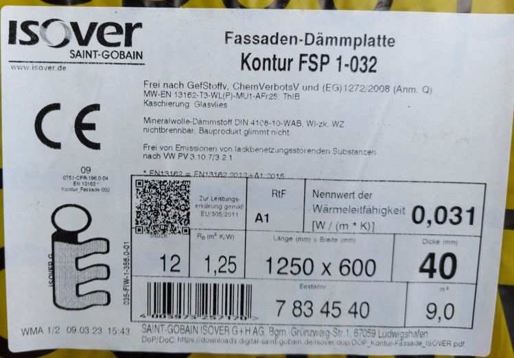 Isopher Fassadendämmplatte 40 mm FSP Kontur 1-032 in Aachen