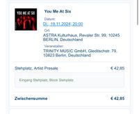 YOU ME AT SIX Ticket Berlin 19.11 Niedersachsen - Osterholz-Scharmbeck Vorschau