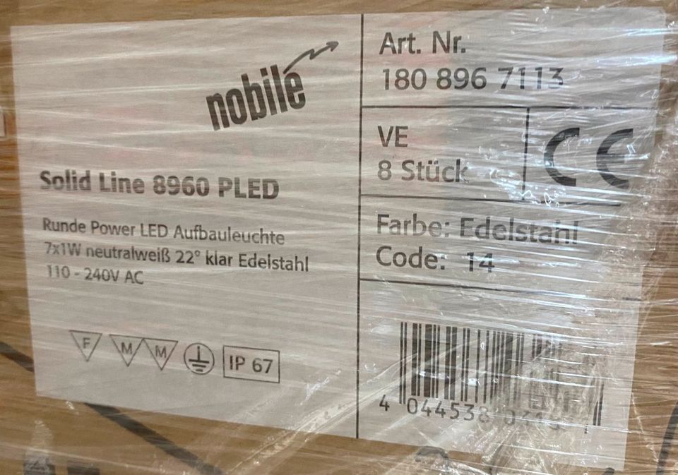 10 Stk. Nobile Solid Line 8960 LED Boden Aufbauleuchte Lampen rund, Kleinhandel Restposten Paletten in Tanna
