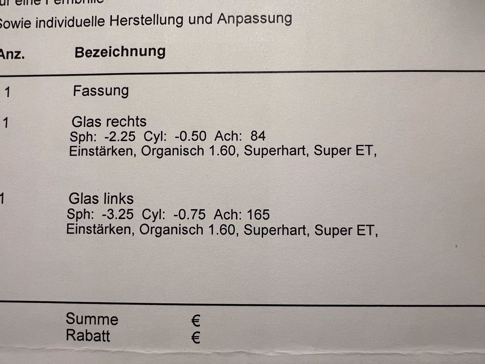 Gläser für Sonnenbrille Zeiss Stärke R -2,25 L -3,25 Sonnenbrille in Mindelheim