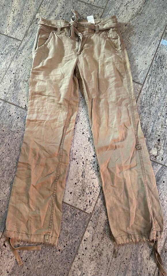 H&M LOGG Cargo Hose Leinen Hose khaki Stoffhose Wanderhose in 34 in Speyer