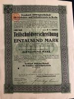 Treuhand Aktiengesellschaft/Teilschuldverschreibung1000Mark/Antik Nordrhein-Westfalen - Kerpen Vorschau