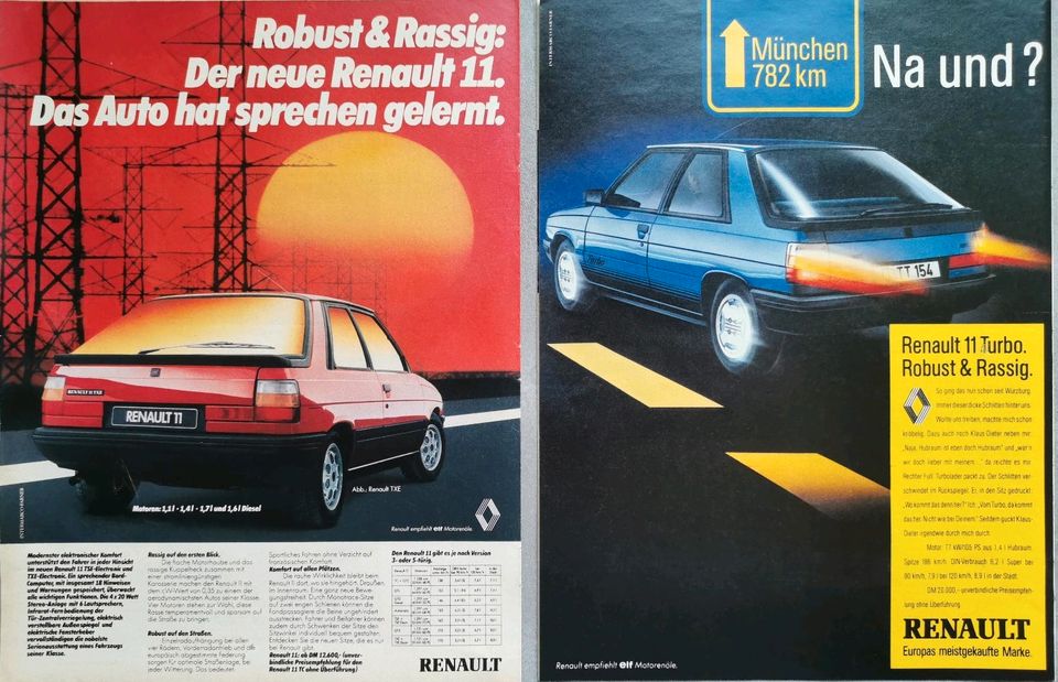 Renault 9 Renault 11 Reklame Berichte TSE TXE Turbo Avenue Diesel in Hanau