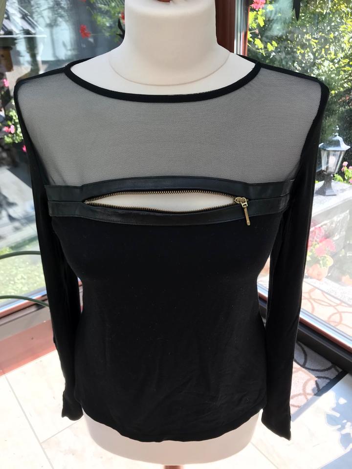 ♦️Extravagantes Langarm-Shirt mit Lederaplikation schwarz♦️ in Berlin
