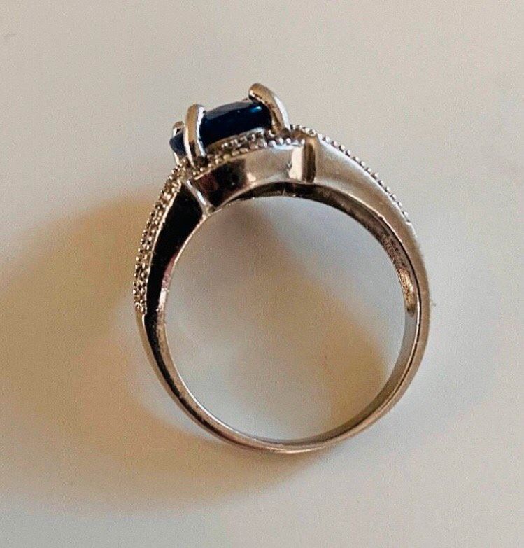 925 Sterling Silber Schmuck Ring blauer Stein Marke SPN in Bielefeld