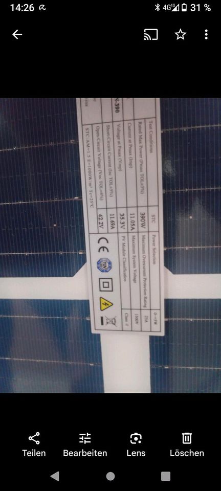 390Watt Bifazial Solar Panel neu mit Rechnung in Eisenhüttenstadt
