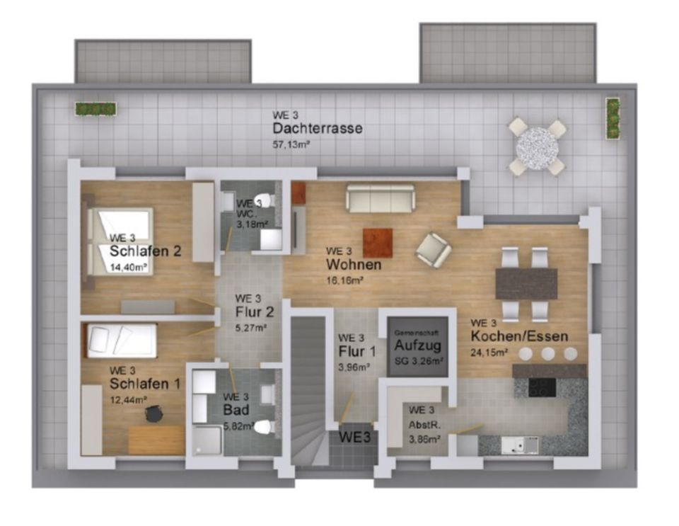 Zu Vermieten: Neubau - Modernes Penthouse mit großer Dachterrasse in schöner Wohnlage | 55743 Idar-Oberstein in Idar-Oberstein